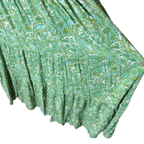 Zara women’s xl tiered maxi dress gauzy paisley boho beaded smock waist - Picture 7 of 9